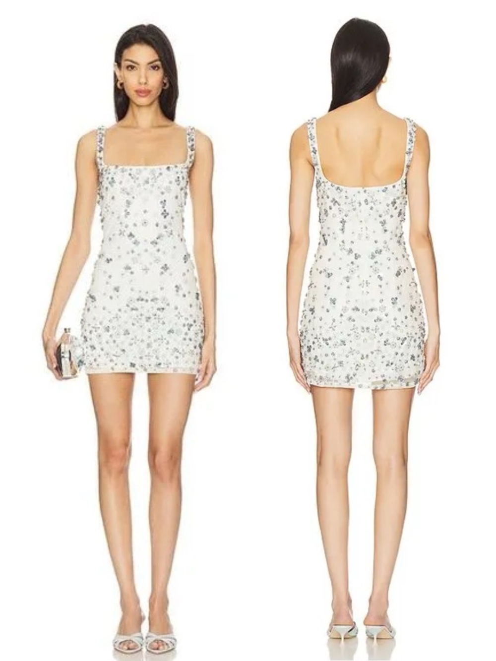 Majorelle Zaly Embellished Mini Dress Ivory White Blue